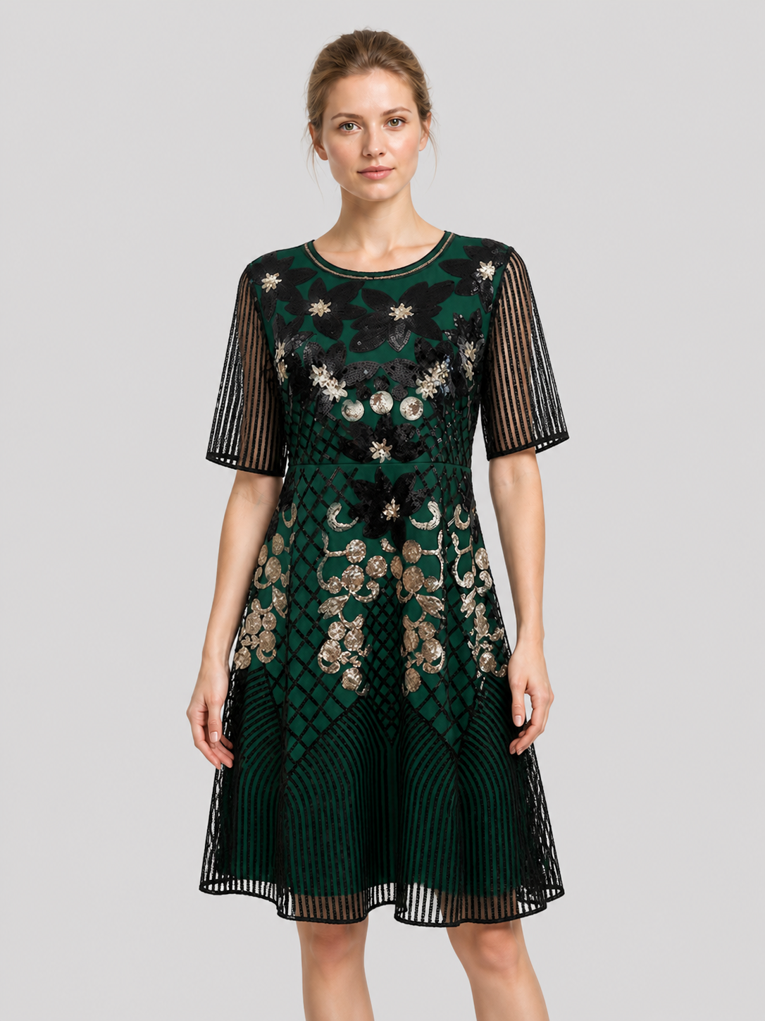 1920s-Style Sequin Dress with 3/4 Sleeves Costume Dresses detail 3
