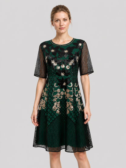 1920s-Style Sequin Dress with 3/4 Sleeves Costume Dresses detail 3