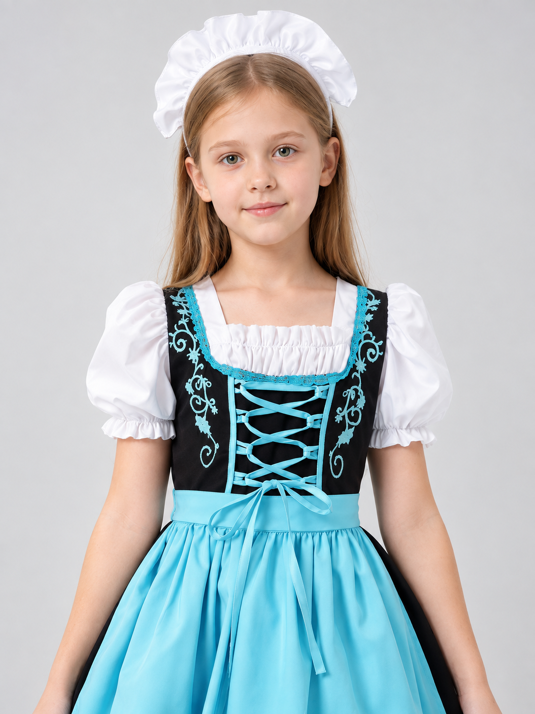 Kids' Bavarian-Style Costume with Apron and Knee-High Socks