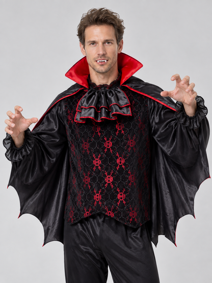 Vampire Costume with Cape and Red Trim