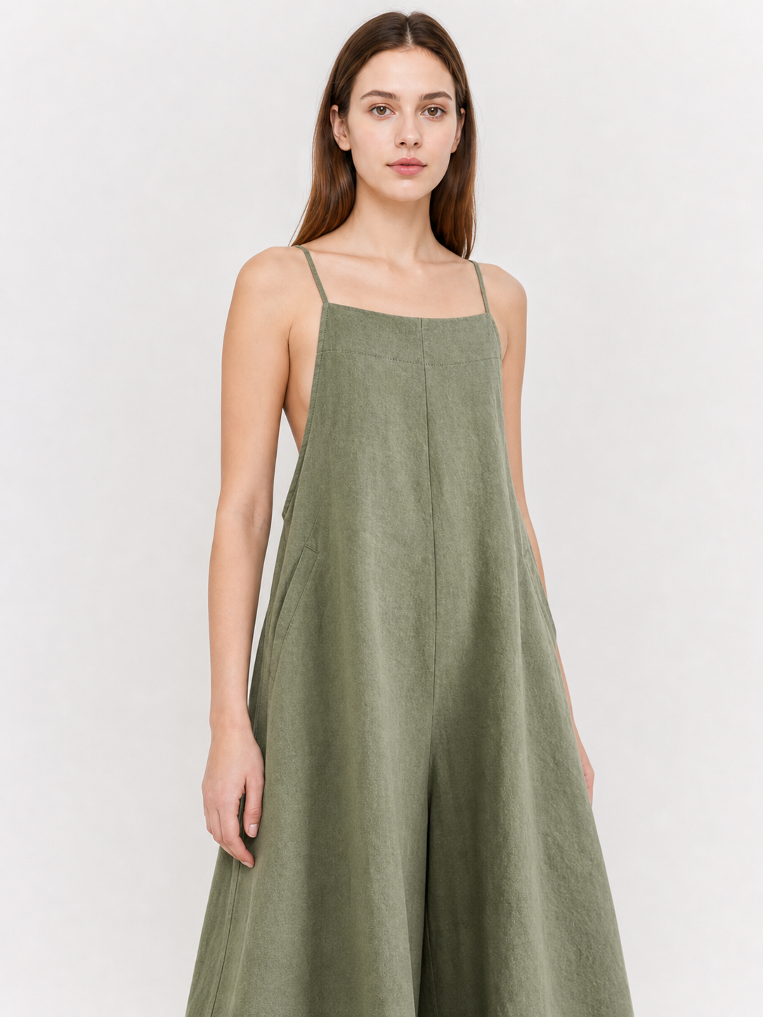 Olive Palazzo Pants with Bib