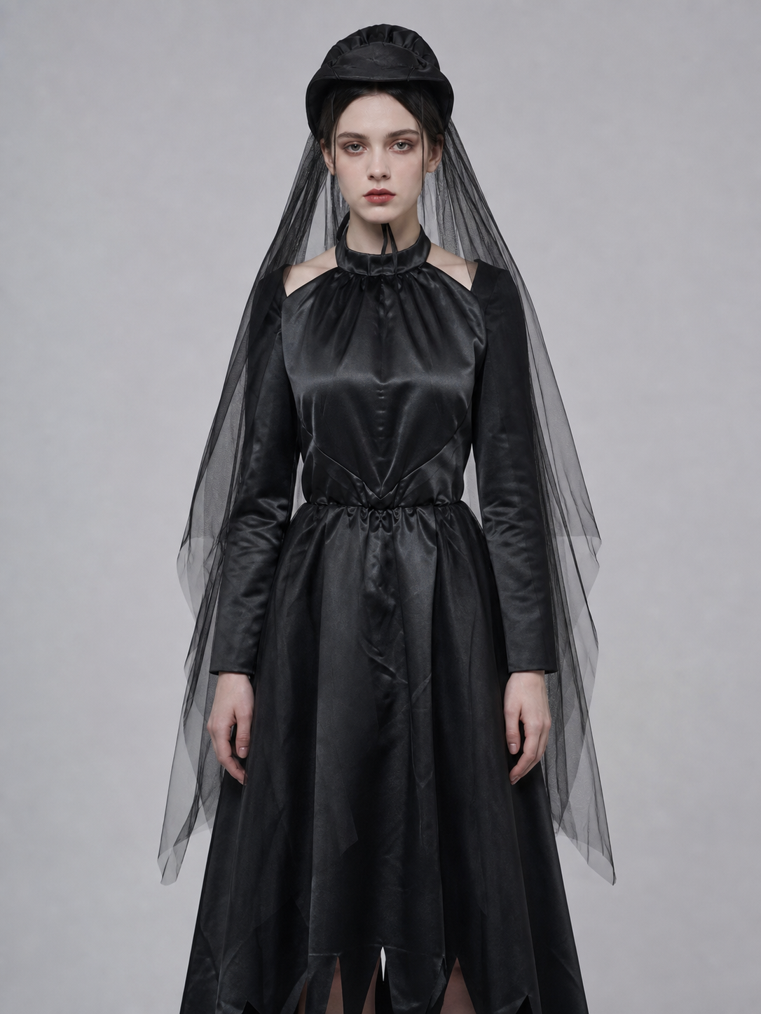 Witch Costume with Hat and Sheer Veil Costume Headwear detail 3
