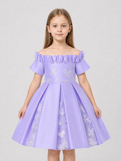 Lavender Princess Dress for Girls with Tulle Costume Dresses detail 3