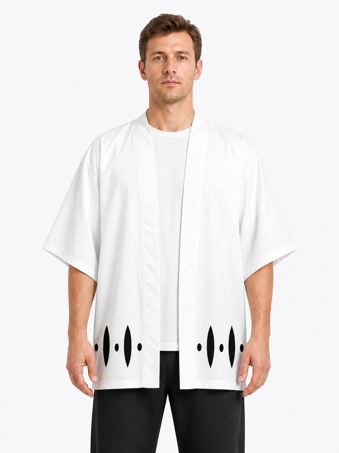 White Cosplay Costume with Black Pattern, Short Sleeves Costumes detail 3