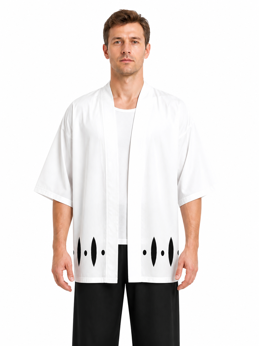 White Kimono with Wide Sleeves for Cosplay Costumes detail 3