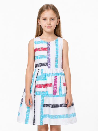 Children's sleeveless dress with geometric stripes Costume Dresses detail 3