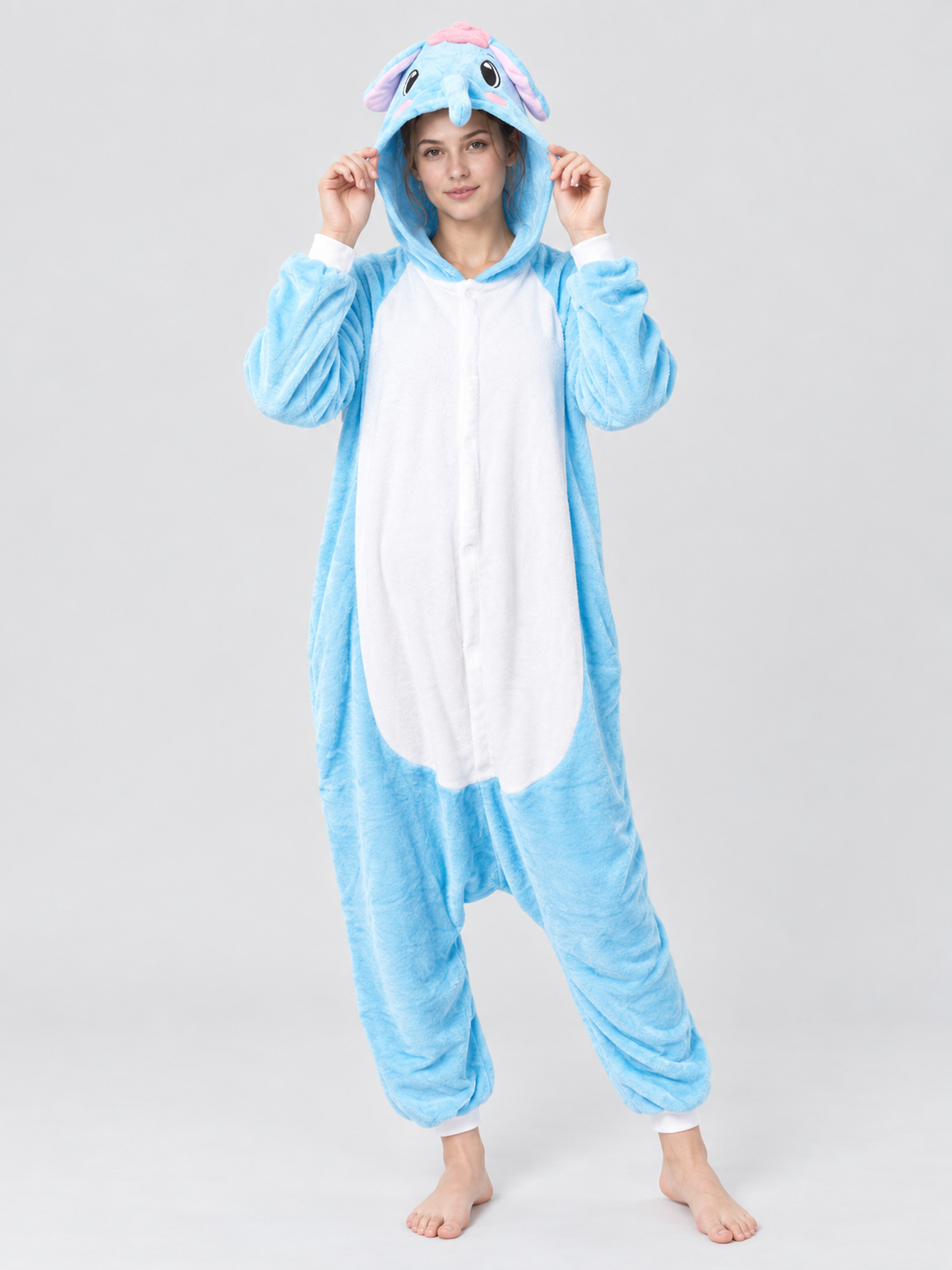Pajama Jumpsuit with Sea Lion Face on the Hood