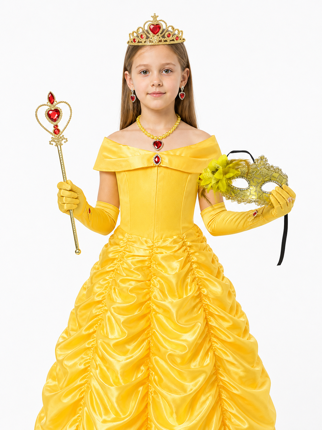 Yellow Princess Costume with Crown for Halloween Costume Headwear detail 3