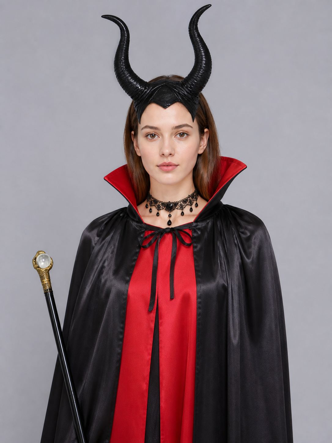 Costume set with a cape, horned headband, and wand Costume Capes detail 2