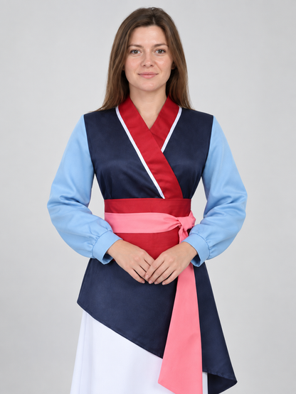 Chinese-Style Costume with Long Skirt and Wide Belt