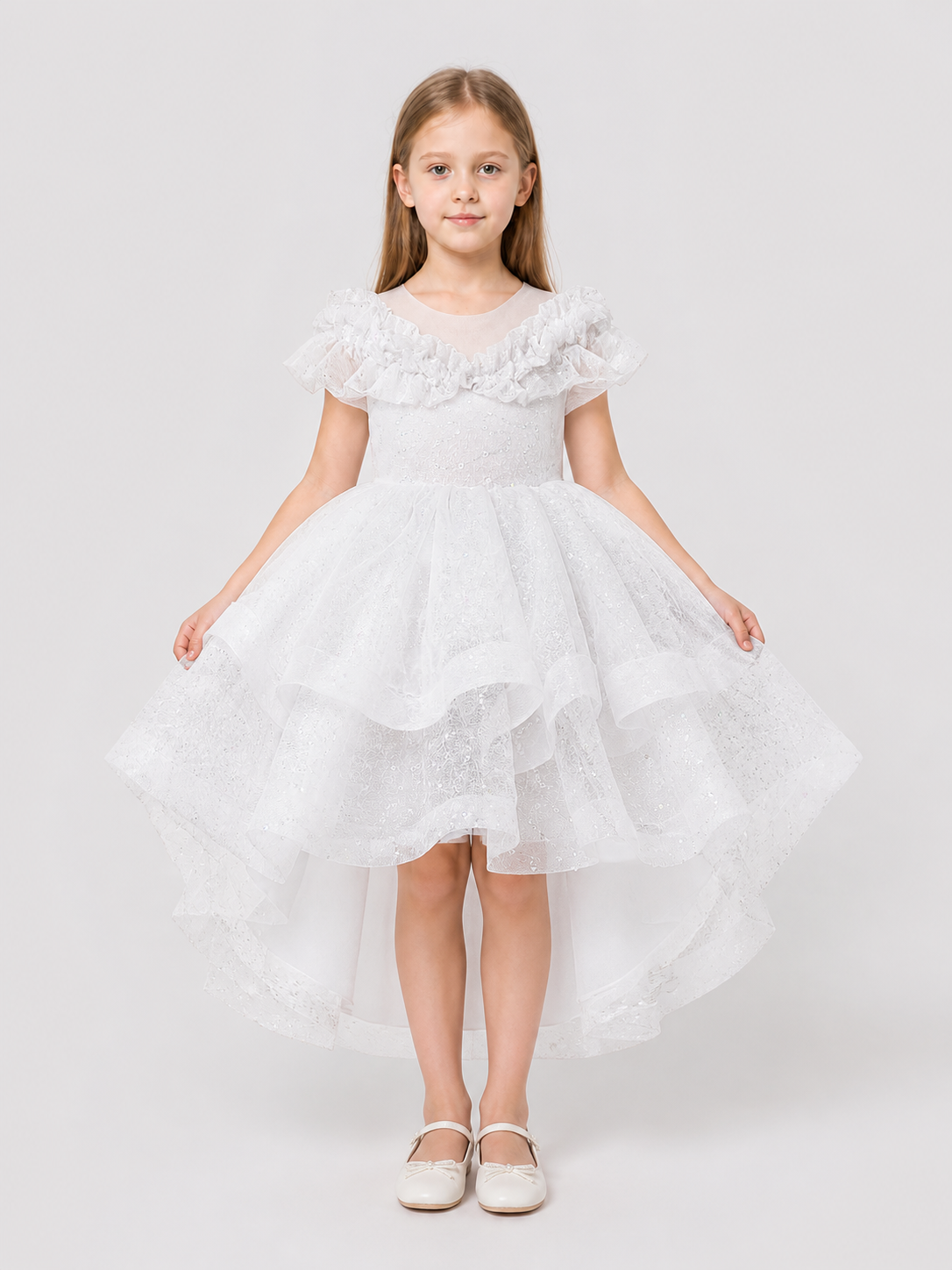 Full-Skirted Dressy Dress with Sequins and Lace Costume Dresses detail 3