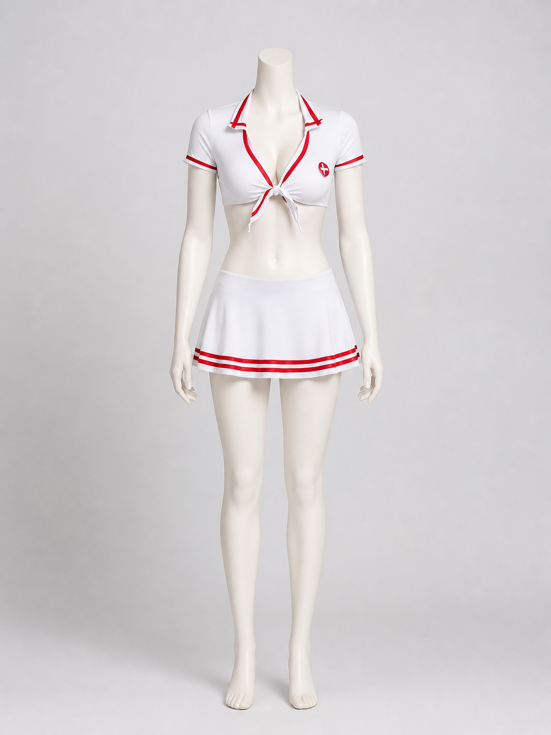 Nurse Costume: White Uniform, Skirt, Red Trim Costumes detail 3