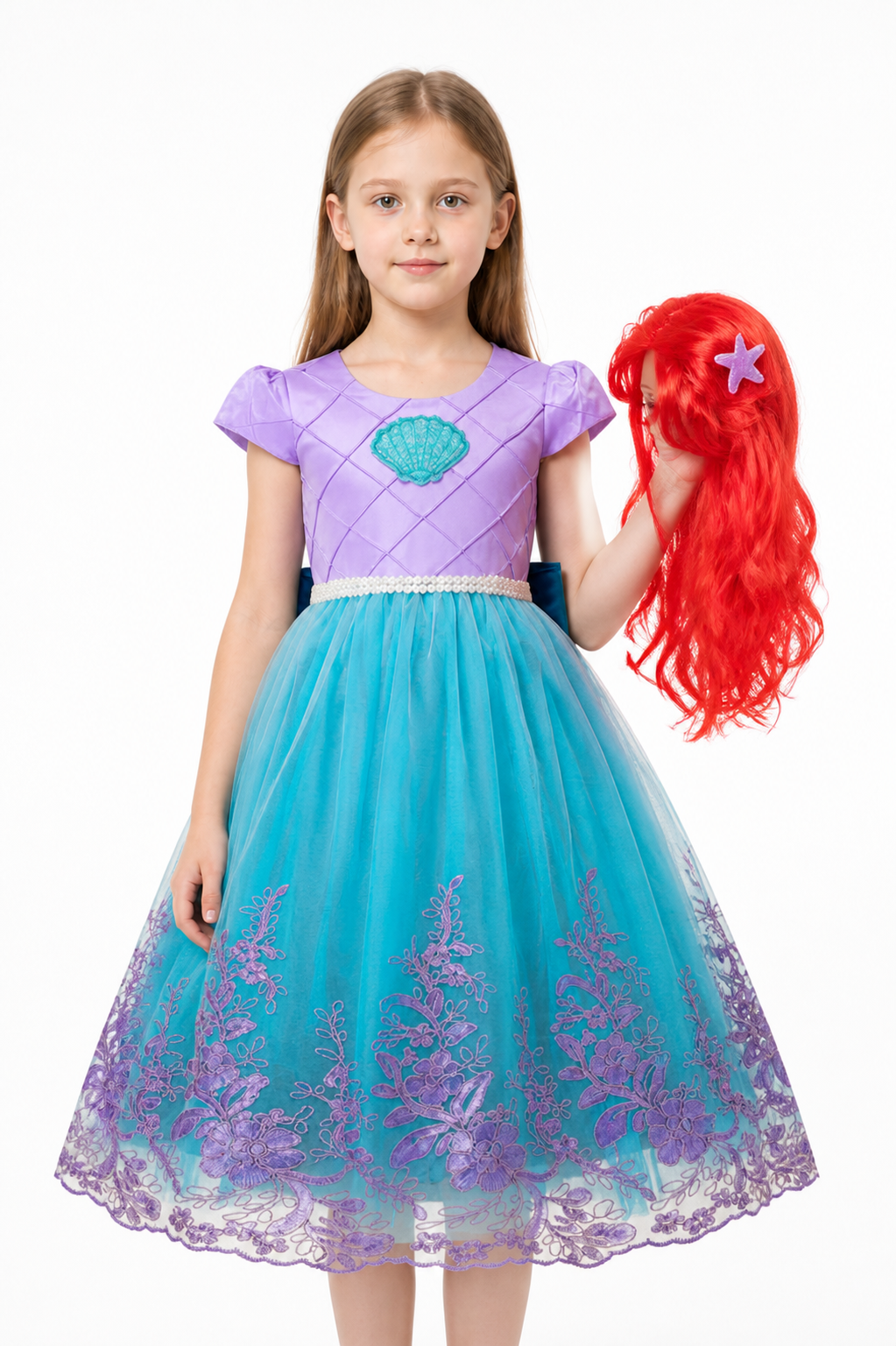 Mermaid Costume for Girls with Full Skirt and Wig Costume Wigs detail 4