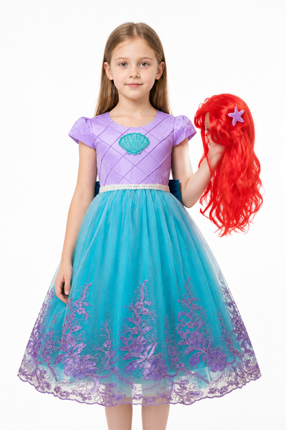 Mermaid Costume for Girls with Full Skirt and Wig Costume Wigs detail 4