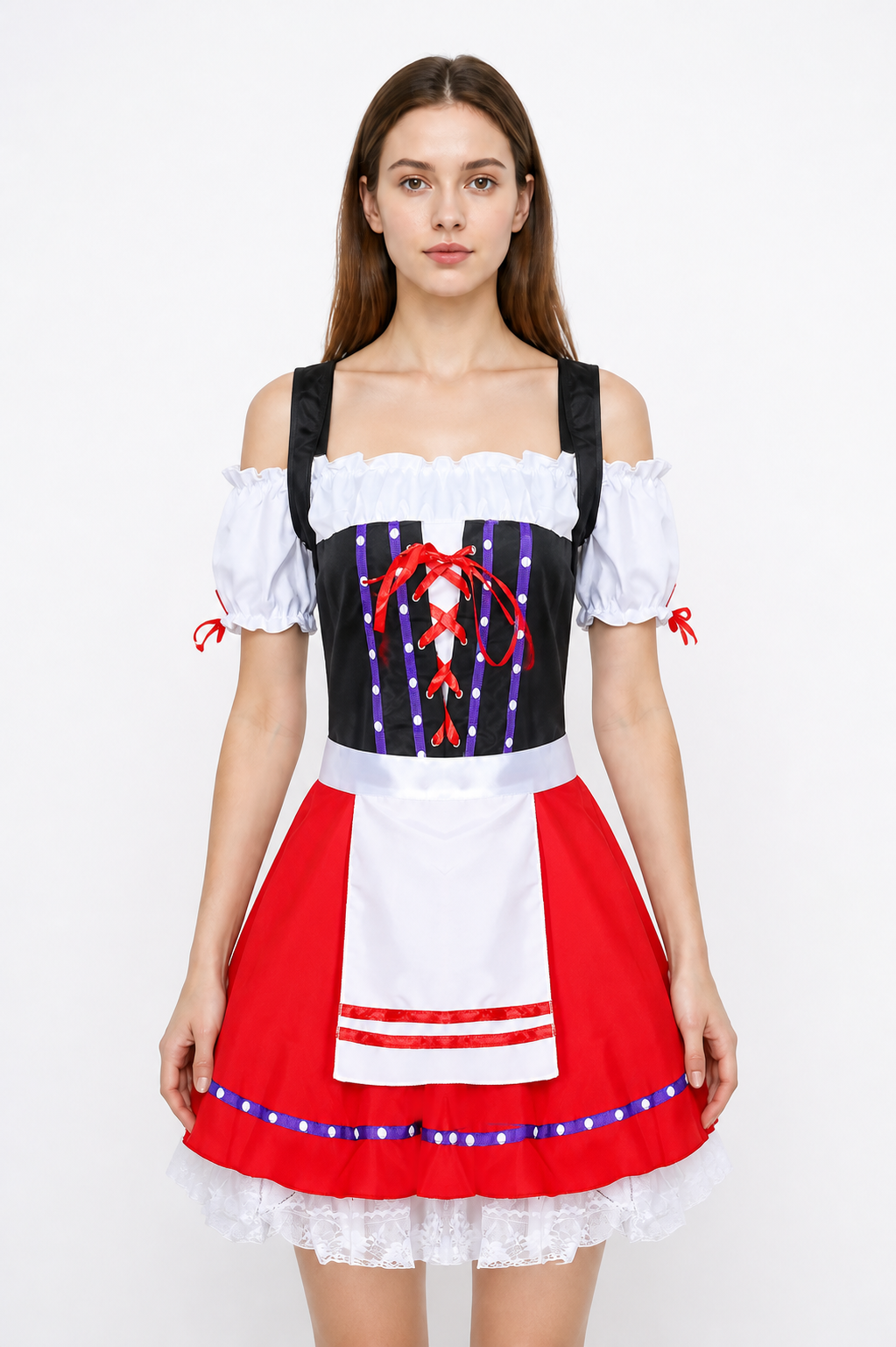 Oktoberfest Dress with Apron and Red Lacing Costume Dresses detail 3