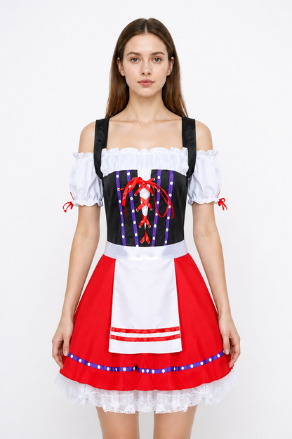 Oktoberfest Dress with Apron and Red Lacing Costume Dresses detail 3