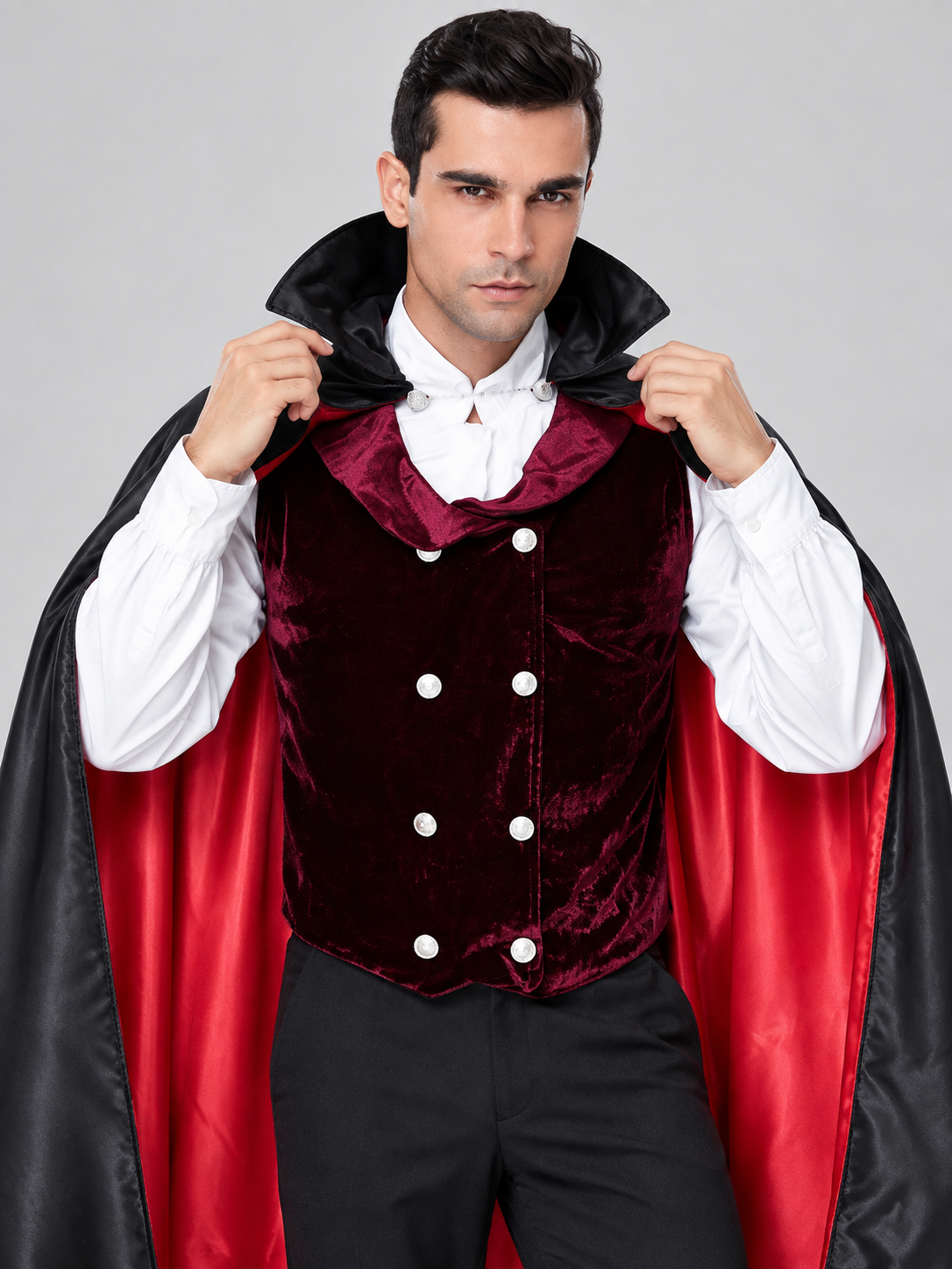Vampire Costume: Cape, Vest, Shirt, Pants