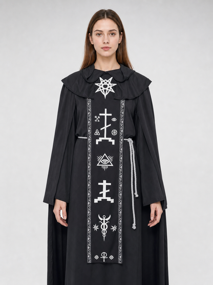 Black Gothic Hooded Cloak for Cosplay