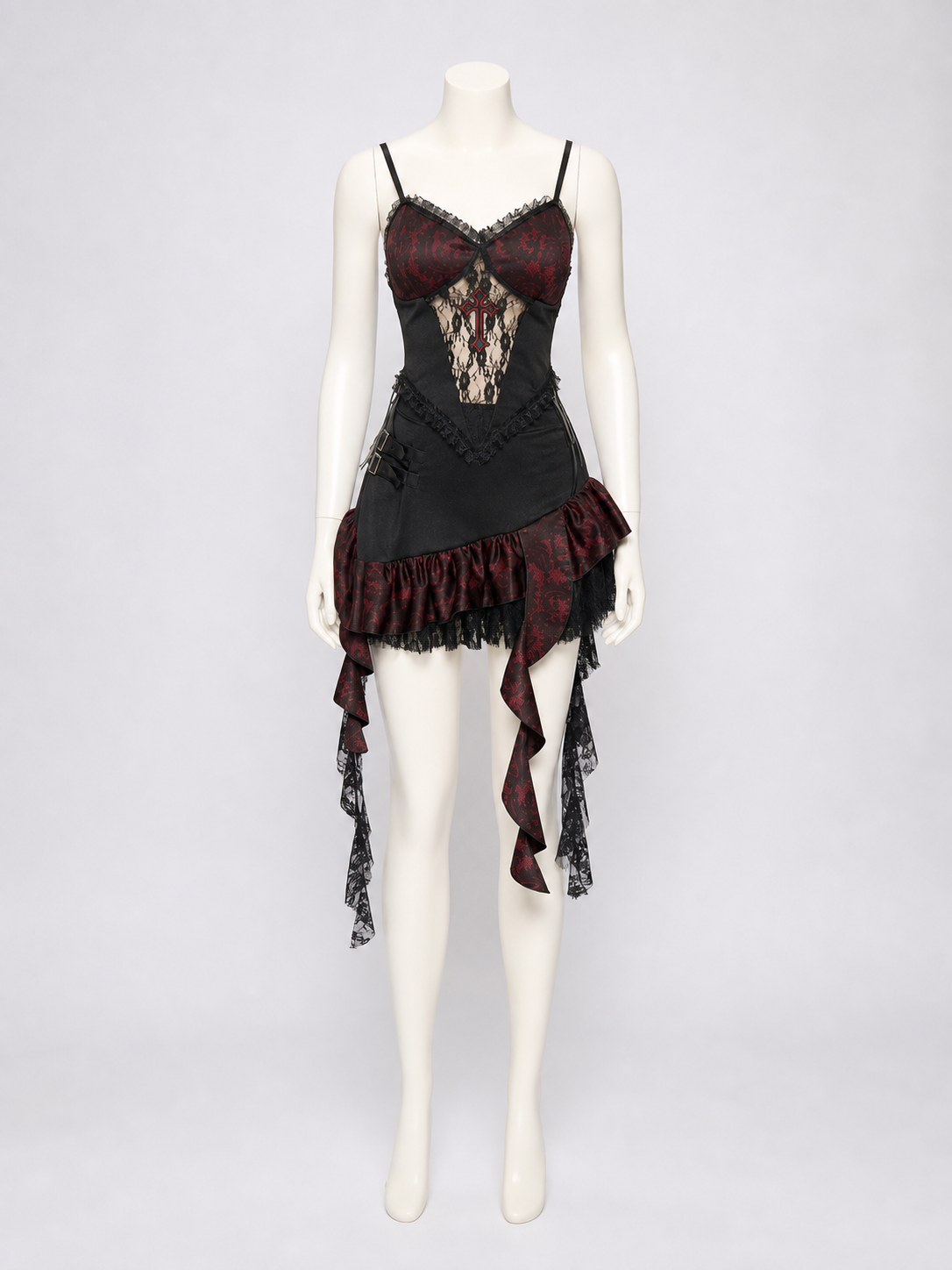 Gothic cosplay dress with lace and ruffles