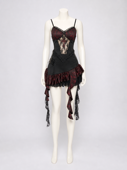 Gothic cosplay dress with lace and ruffles