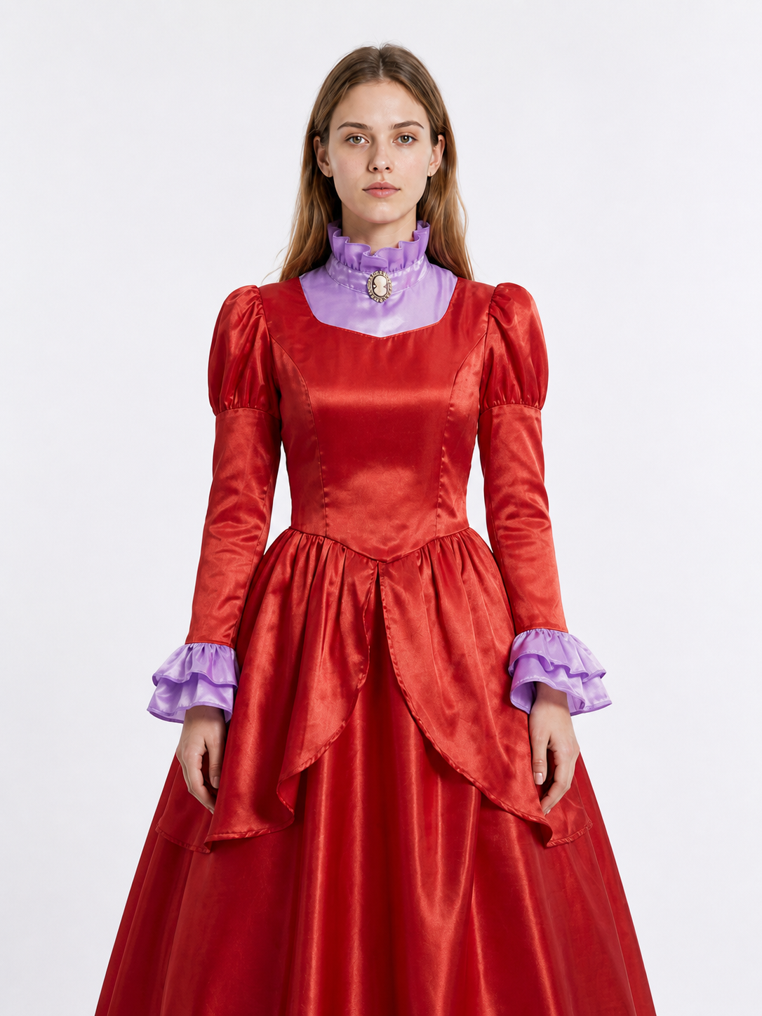 Red Stage Dress with Purple Collar Costume Dresses detail 3