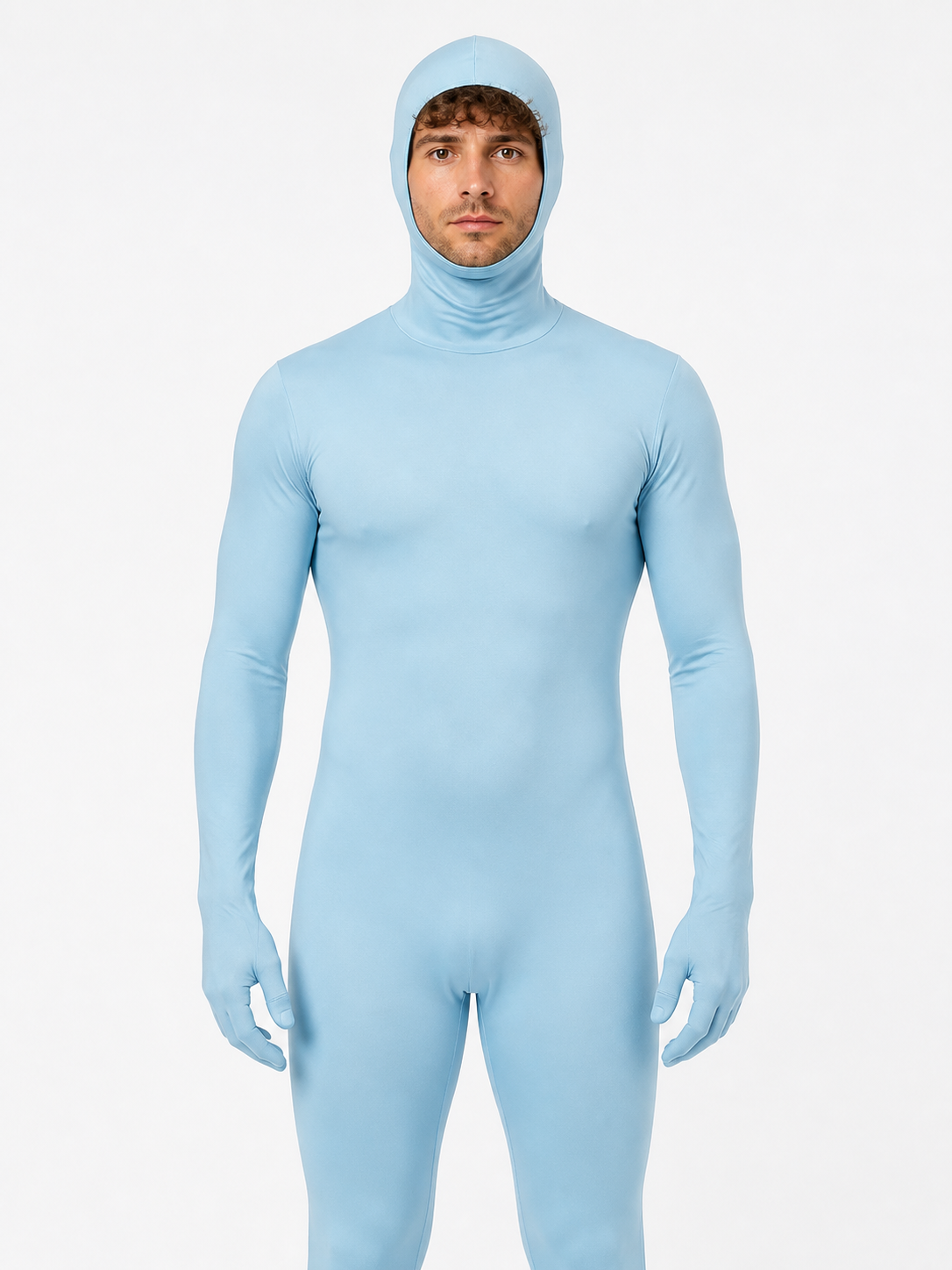 Light Blue Zentai Bodysuit with Hood product detail 4