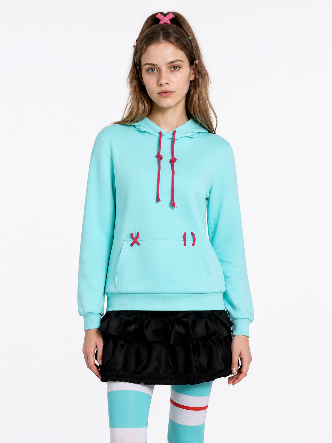 Vanellope Cosplay Costume, Hoodie and Skort Wearable Blankets detail 3