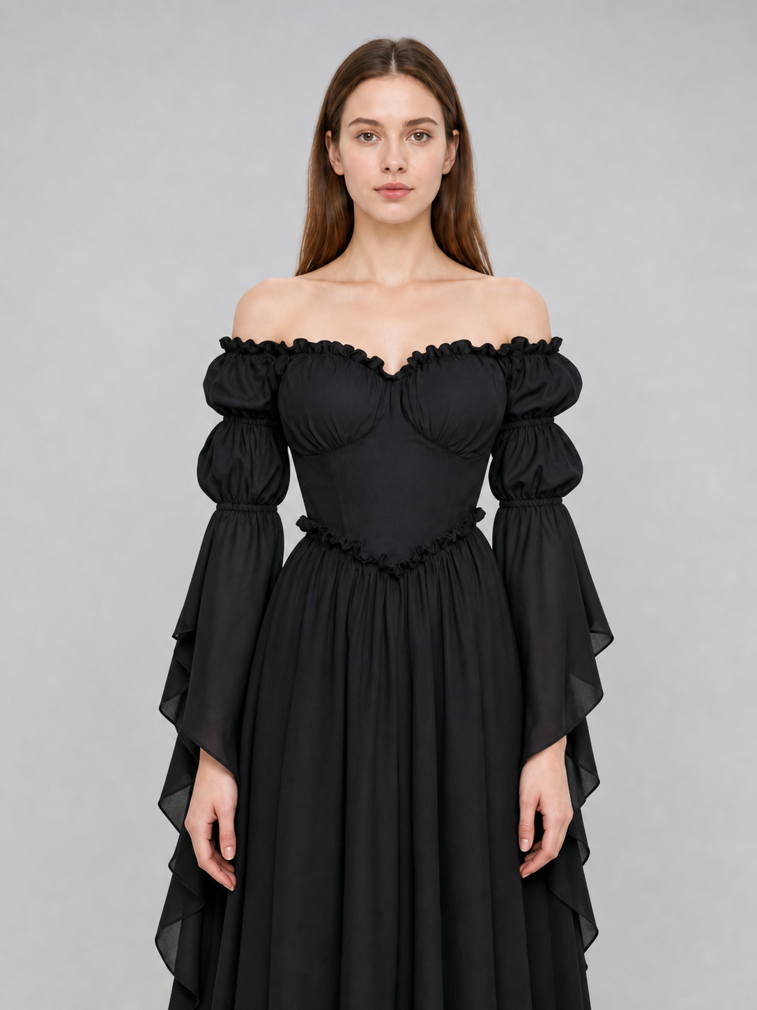 Black Long Gothic Vintage-Style Dress
