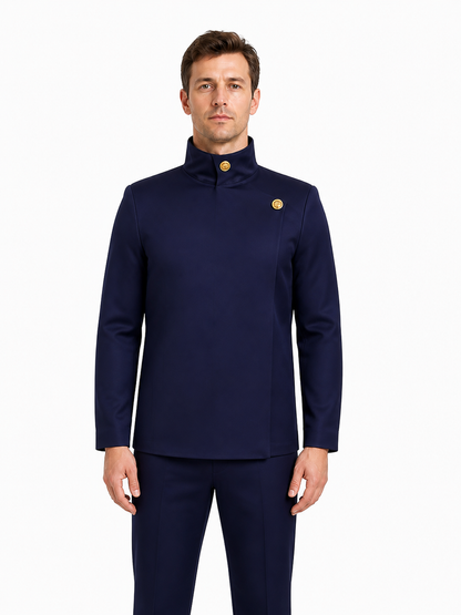 Jujutsu Kaisen Costume, Blue with Gold Buttons upper body view