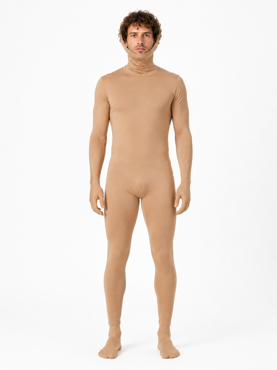 Light Brown Hooded Open-Face Zentai Suit product detail 3