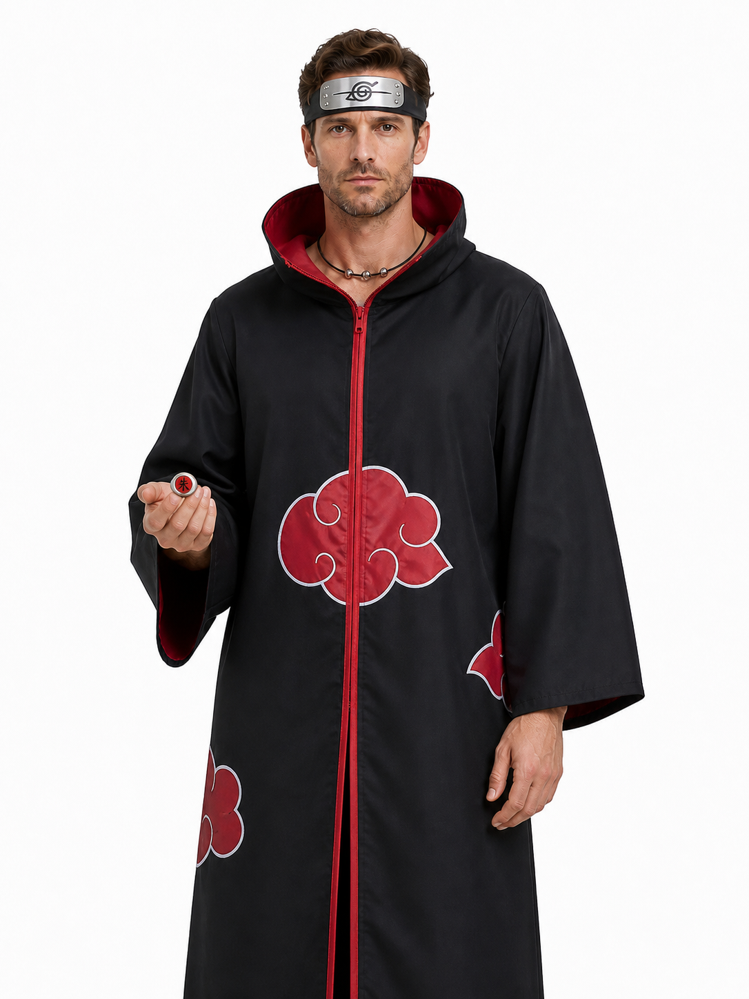 Uchiha Itachi Akatsuki Cosplay Costume with Forehead Protector Costumes detail 3