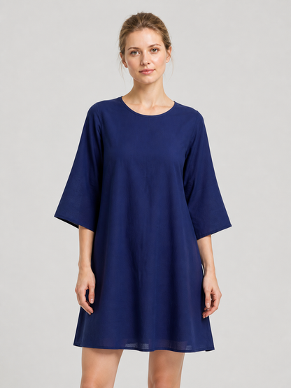 Blue Loose A-Line Dress with Wide Sleeves Costume Dresses detail 3