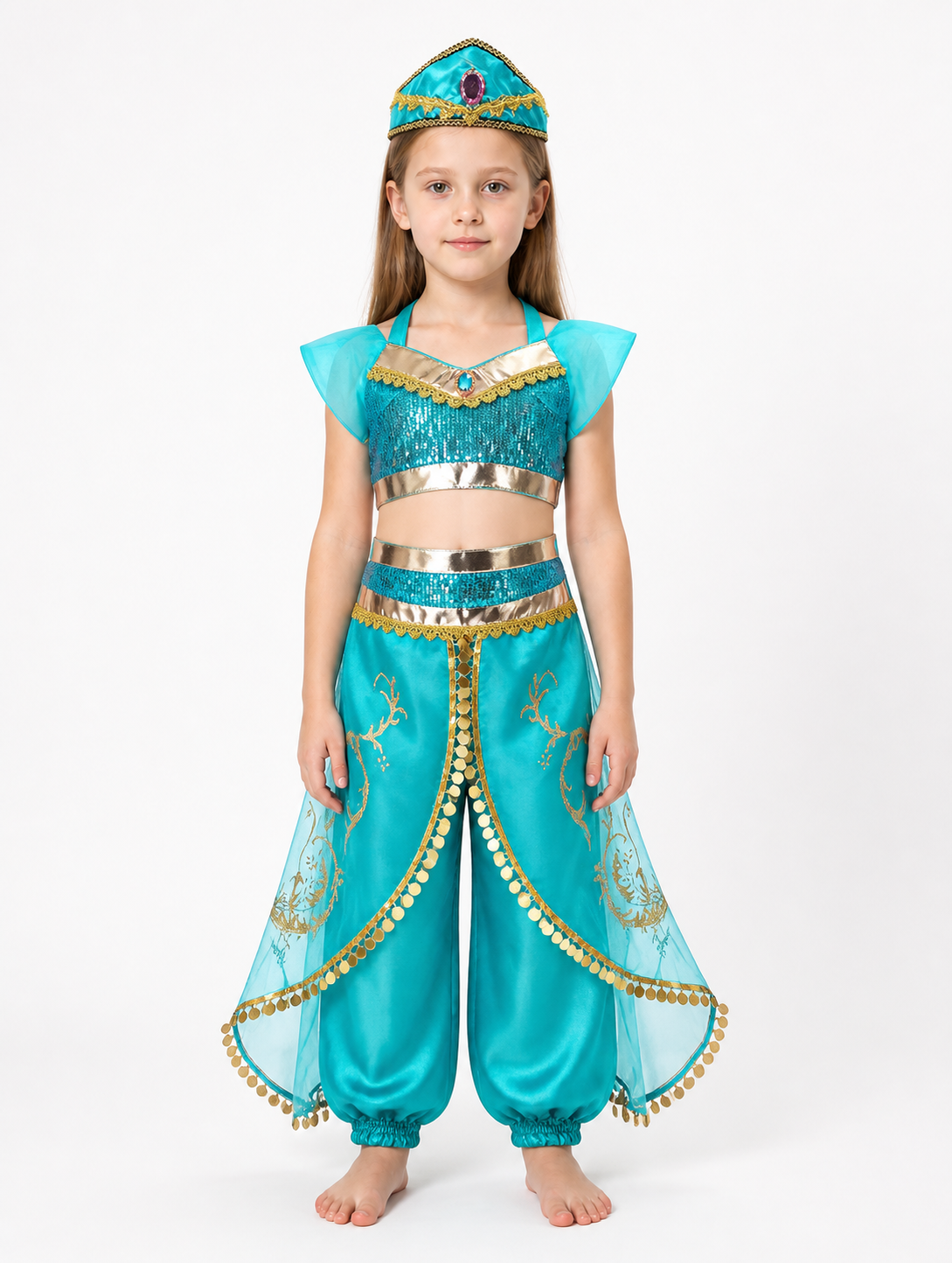 Princess Jasmine Costume with Harem Pants and Hat Costume Headwear detail 3