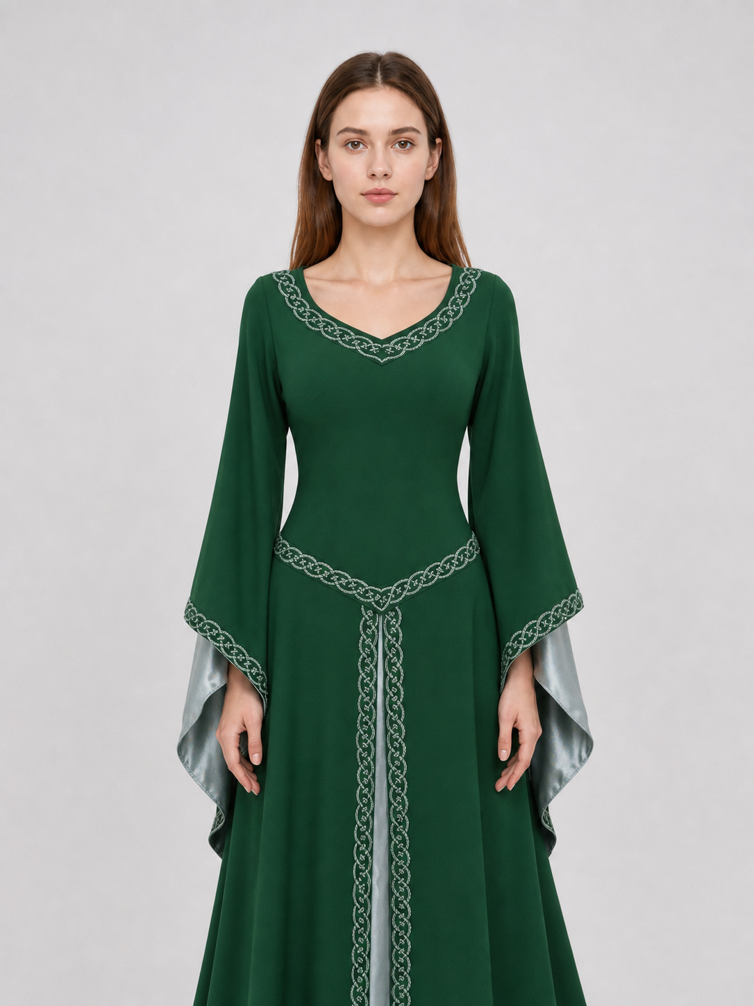 Long Celtic-Style Embroidered Dress