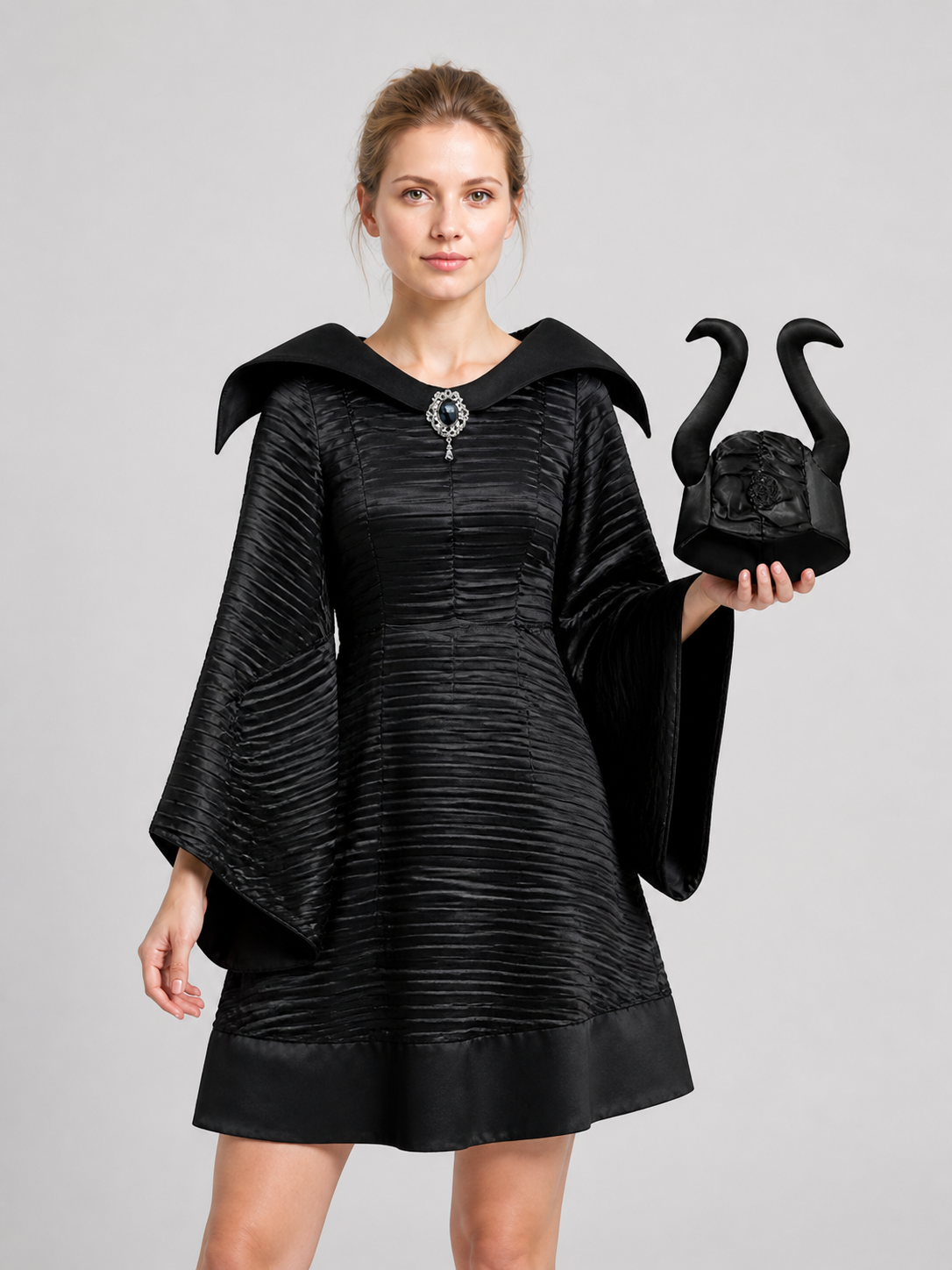 Halloween Witch Costume with Horned Hat Costume Headwear detail 3