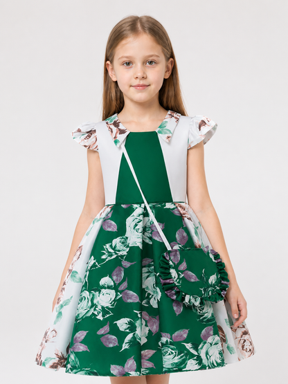 Dark Green Dress: Flutter Sleeves, Full Skirt Costume Dresses detail 2