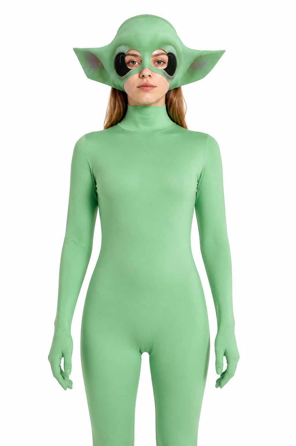 Green Alien Jumpsuit with Mask Costume Masks detail 3