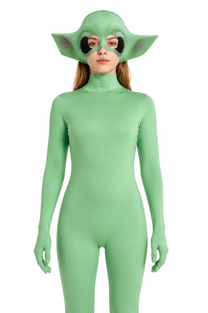 Green Alien Jumpsuit with Mask Costume Masks detail 3
