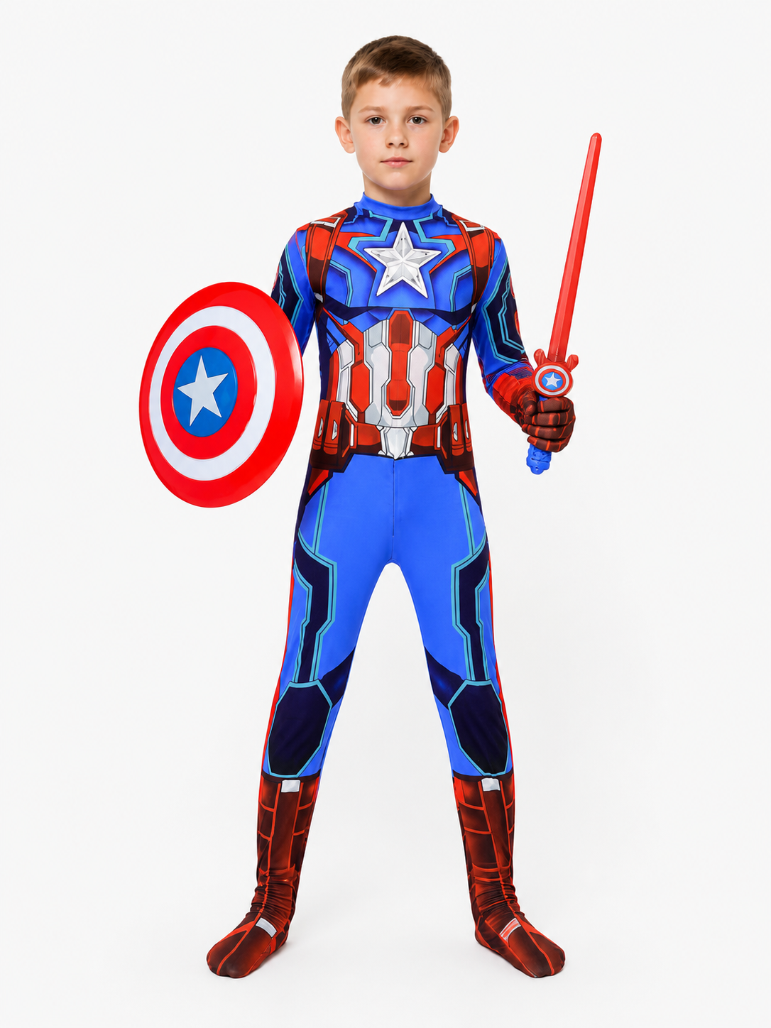 Captain America Jumpsuit with Mask and Gloves Costume Masks detail 3