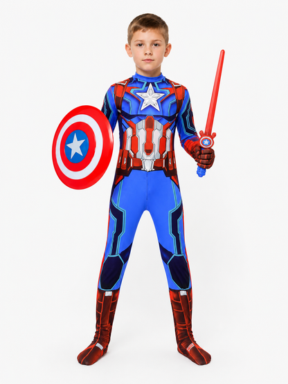 Captain America Jumpsuit with Mask and Gloves Costume Masks detail 3
