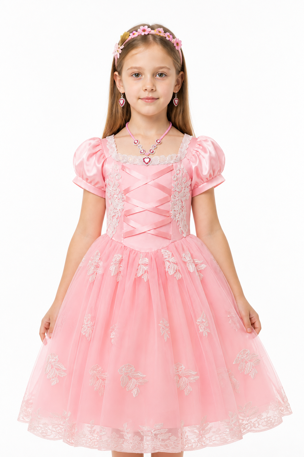 Pink Princess Dress with Headpiece and Jewelry