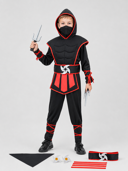 Ninja Cosplay Costume, Red and Black, with Hood Costumes detail 3