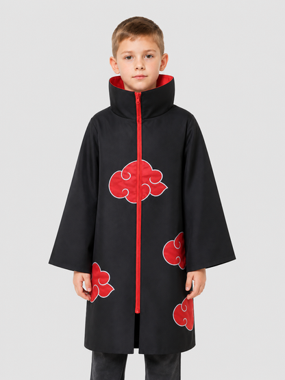 Naruto Akatsuki Cloak for Cosplay, Black with Red Pattern