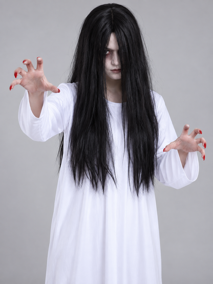 Ghost Costume: Long White Dress with Long Sleeves