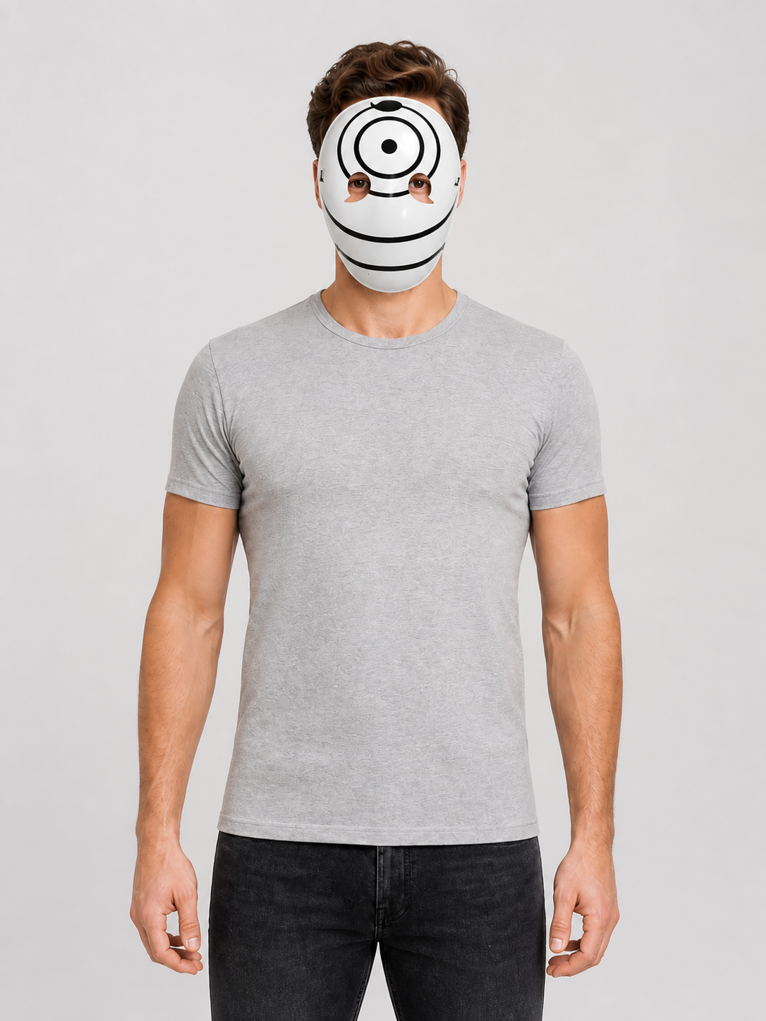Tobi Mask, Anime Cosplay, White with Black Pattern Costume Masks detail 3