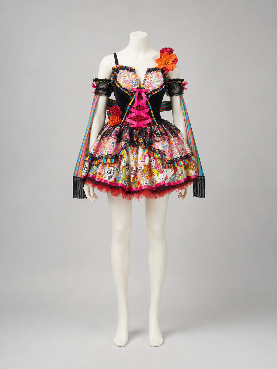 Halloween Costume Set: Dress with Cape, Skeleton Print