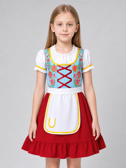 Carnival Costume Dress with Apron and Lacing