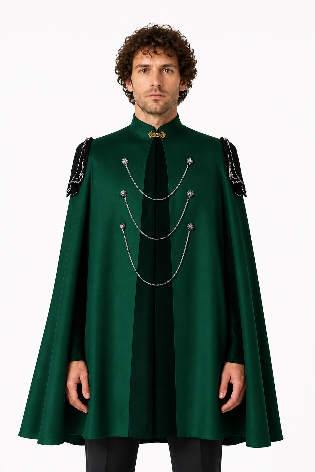 Gothic Cape with Chains and Stand-Up Collar Costume Capes detail 3