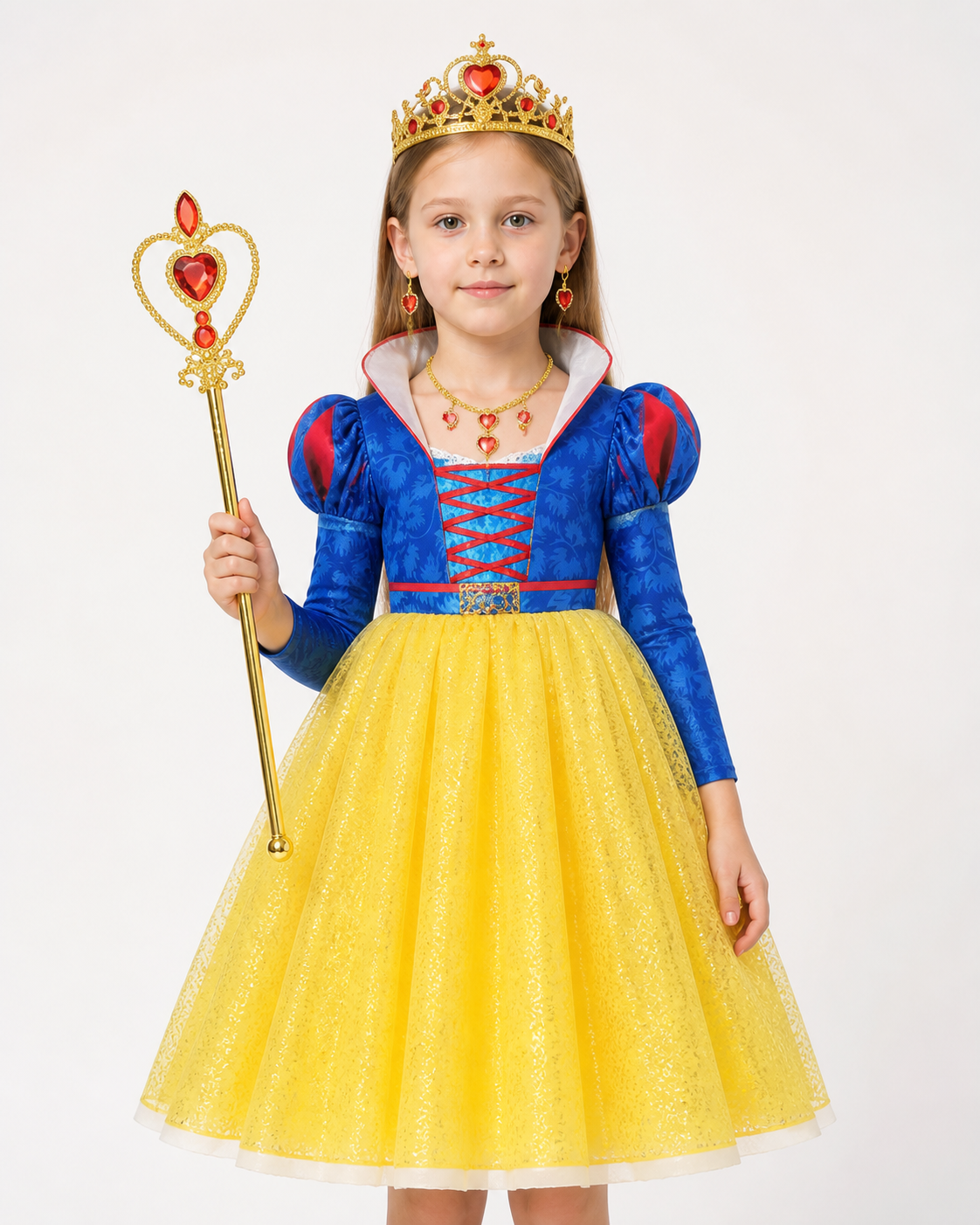 Snow White Costume with Crown, Scepter, and Cape Costume Capes detail 3