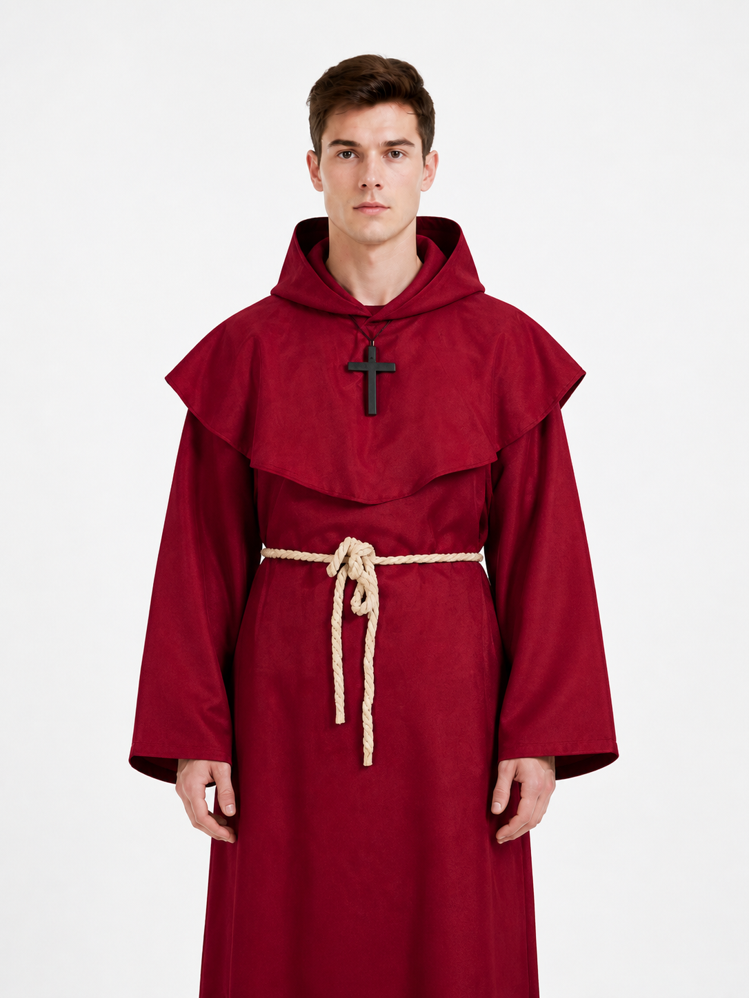 Red Monk's Robe with Hood and Cross product detail 3